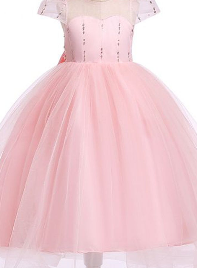Princess Flower Cap Sleeve Maxi Dress Pink - Image 3