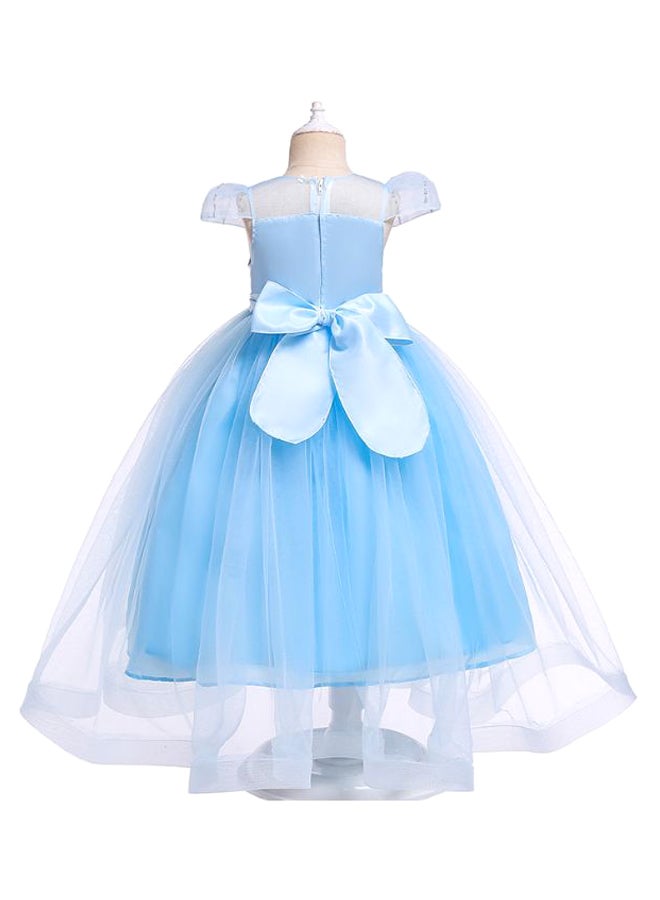 Princess Flower Cap Sleeve Maxi Dress Blue - Image 2