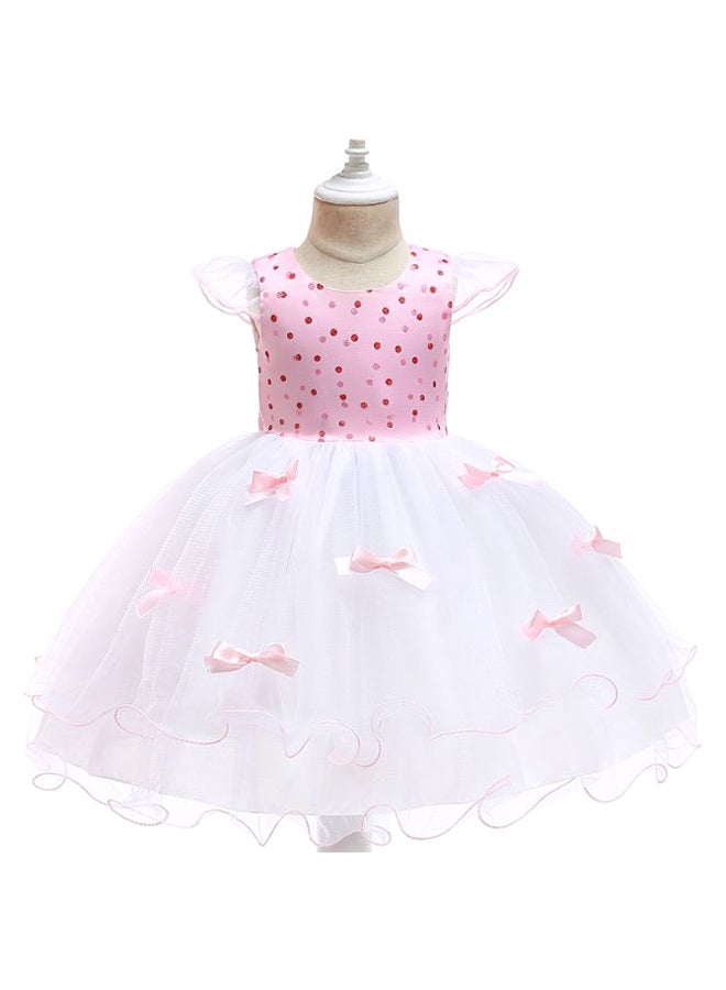 Princess Flower Cap Sleeve Maxi Dress Pink/White - Image 1