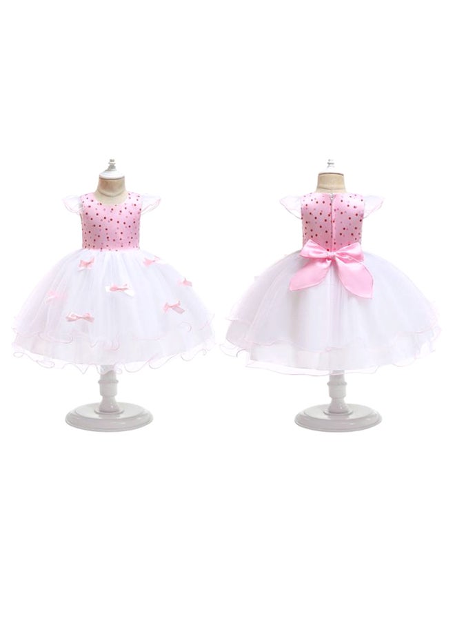 Princess Flower Cap Sleeve Maxi Dress Pink/White - Image 2
