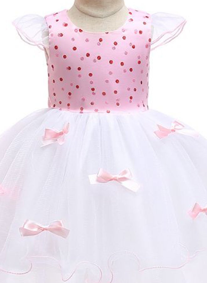 Princess Flower Cap Sleeve Maxi Dress Pink/White - Image 3