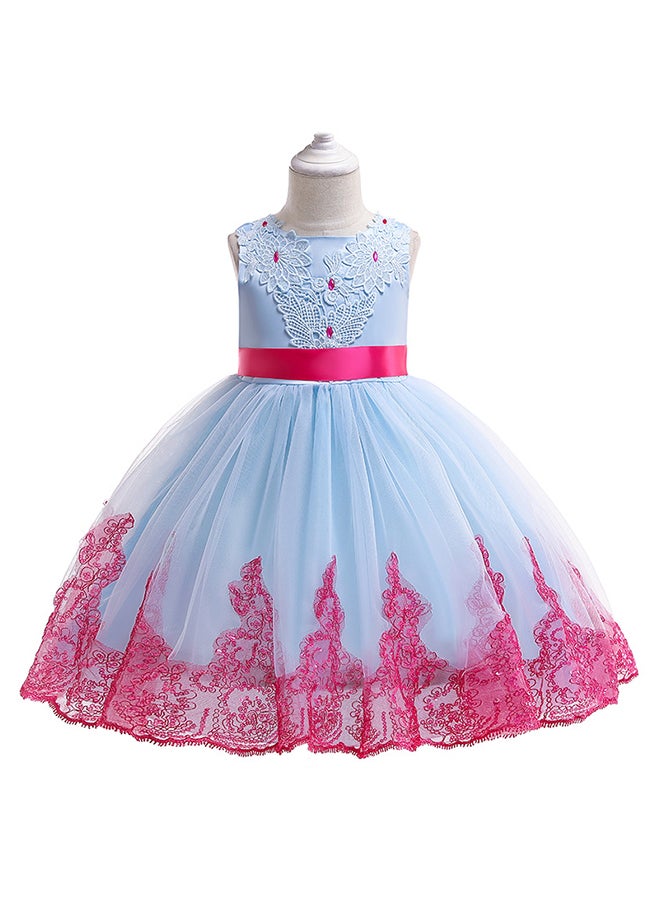 Generic Princess Flower Sleeveless Maxi Dress Blue/Pink  - Image 1