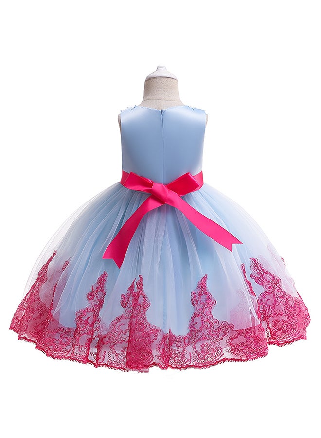 Generic Princess Flower Sleeveless Maxi Dress Blue/Pink  - Image 2