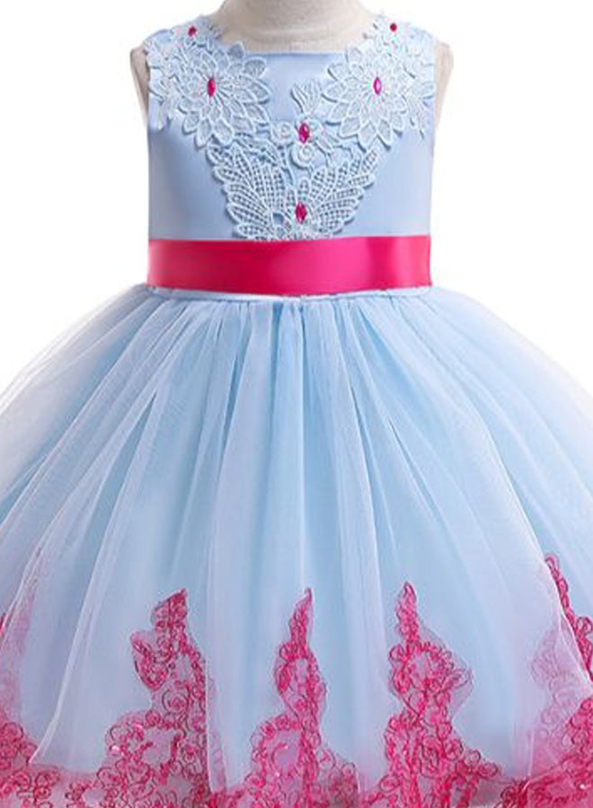 Generic Princess Flower Sleeveless Maxi Dress Blue/Pink  - Image 3