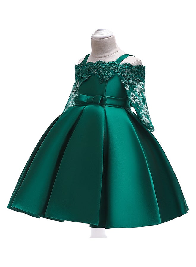 Princess Flower Off Shoulder Maxi Dress Green  - Image 1