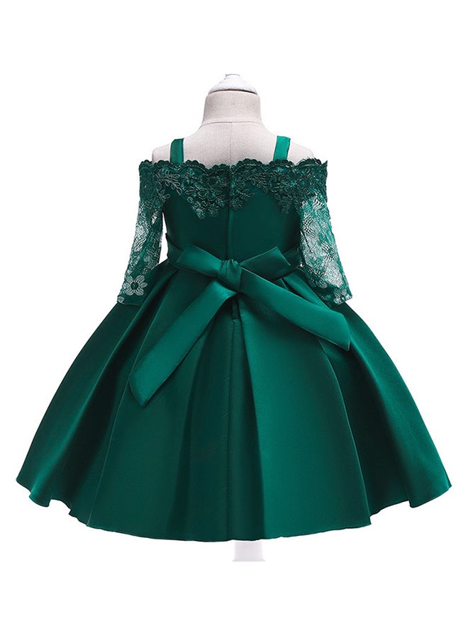 Princess Flower Off Shoulder Maxi Dress Green  - Image 2