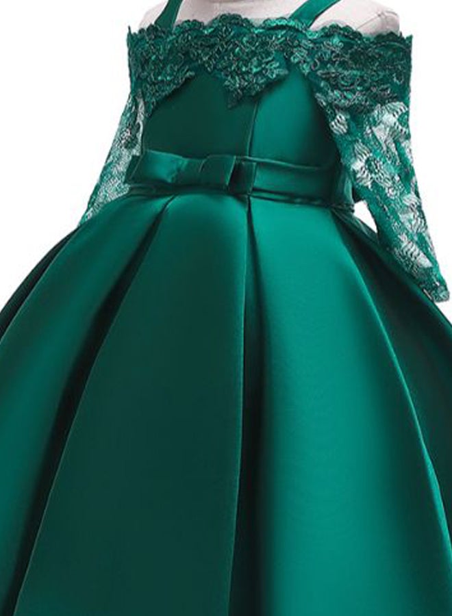 Princess Flower Off Shoulder Maxi Dress Green  - Image 3