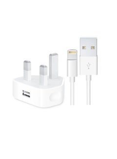 MARGOUN Wall Charger 5W USB Power Adapter with Lightning Cable for iphone 12 Mini White/Silver  - Image 2