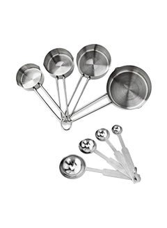 New Star Foodservice 8-Piece Measuring Spoon And Measuring Cup Set Silver 500grams  - Image 1