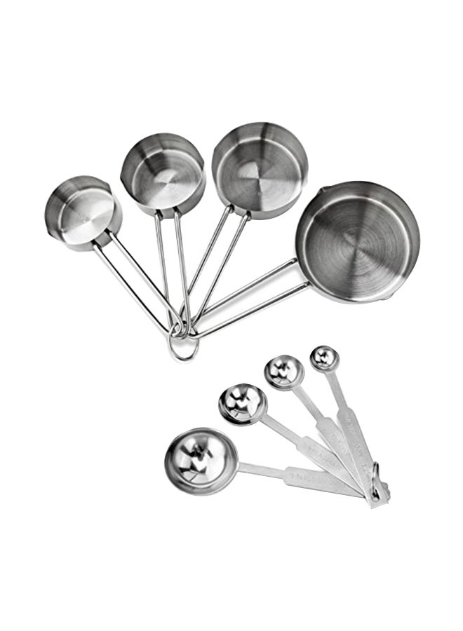 New Star Foodservice 8-Piece Measuring Spoon And Measuring Cup Set Silver 500grams  - Image 1