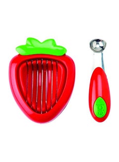 MSC International 2-Piece Strawberry Hull And Slicer Red/Green 3.87 x 3.13 x 0.75inch  - Image 1