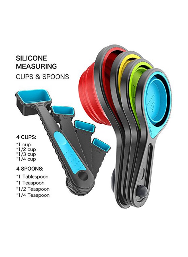 Kaptron 8-Piece Measuring Spoon And Collapsible Measuring Cup Set Multicolour - Image 4