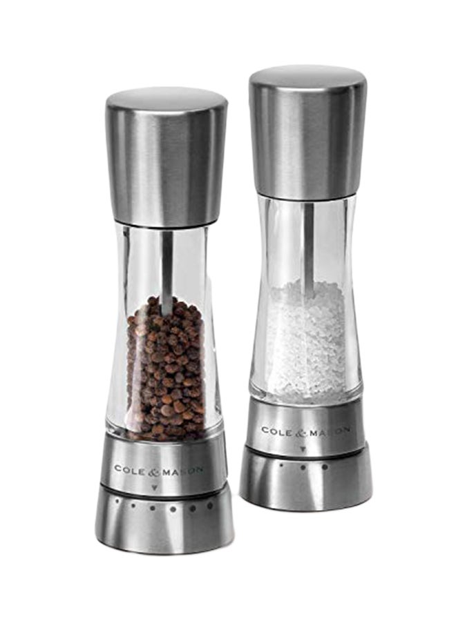 كول آند مايسون طقم مطحنة ملح وفلفل ديرونت من قطعتين شفاف/فضي 1.4 x 3 x 7.5بوصة  - Image 1