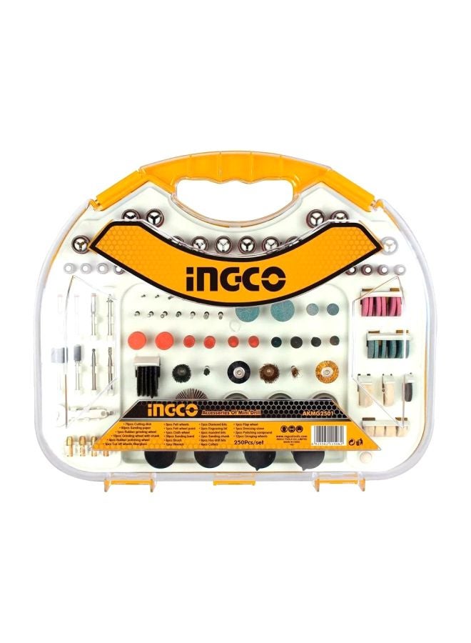 INGCO 250-Piece Mini Drill Accessories Set Pink/Black/Red