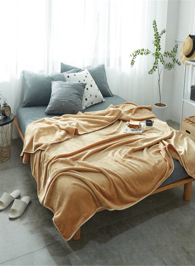 Soft Plain Printed Bed Blanket Cotton Gold 100x120cm - Image 1
