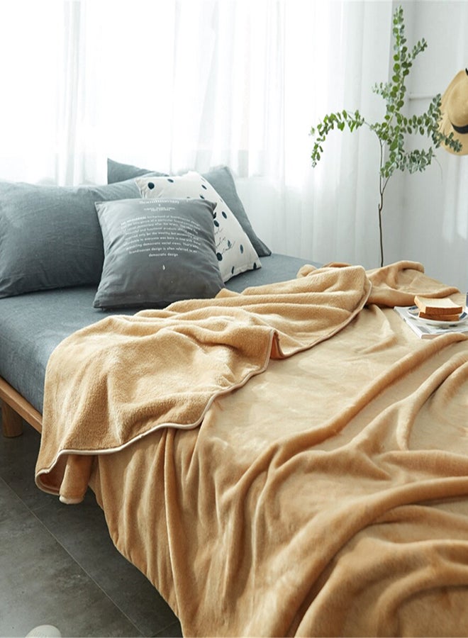 Soft Plain Printed Bed Blanket Cotton Gold 100x120cm - Image 2