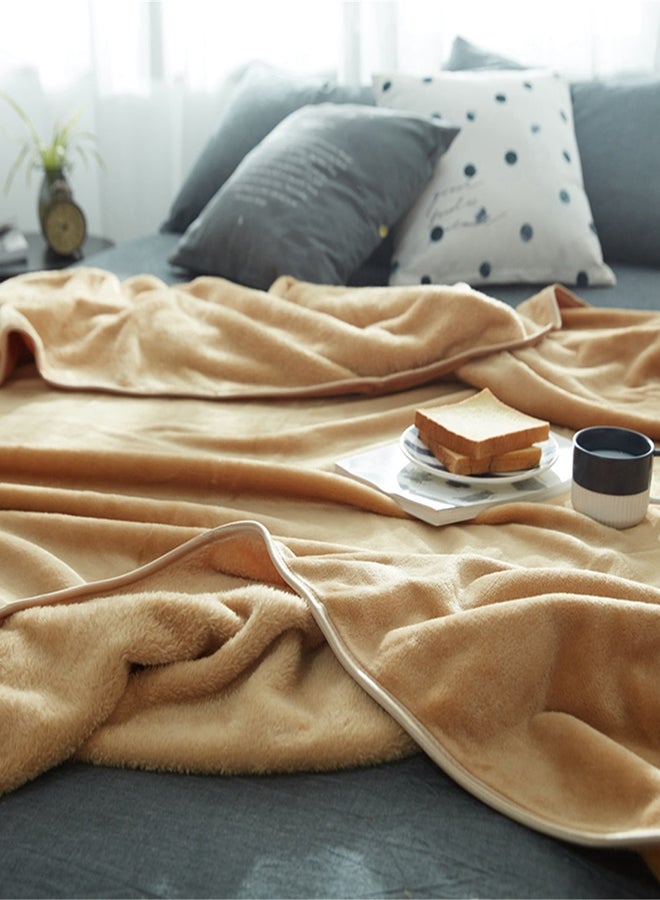 Soft Plain Printed Bed Blanket Cotton Gold 100x120cm - Image 3