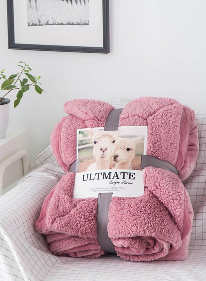 Soft Double-Side Thickened Warm Blanket Cotton Pink 216x229cm  - Image 1