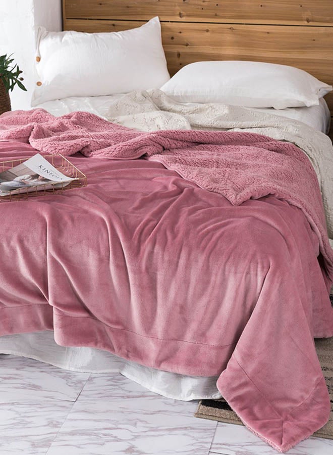 Soft Double-Side Thickened Warm Blanket Cotton Pink 216x229cm  - Image 2