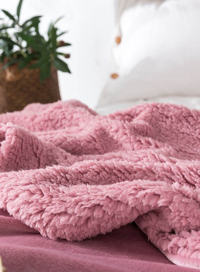 Soft Double-Side Thickened Warm Blanket Cotton Pink 216x229cm  - Image 3