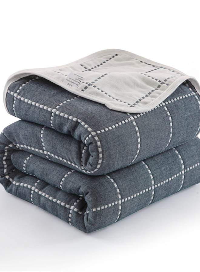 Checkered Bed Blanket Cotton Grey/White 200x230cm - Image 1