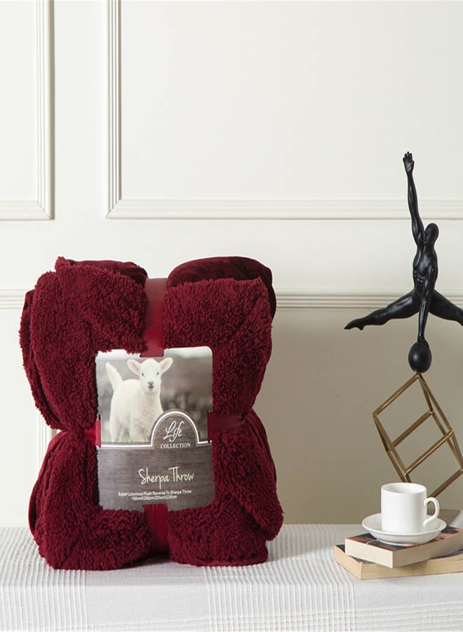 بطانية سرير ناعمة وأنيقة وكلاسيكية قطن أحمر 150x200سم - Image 1