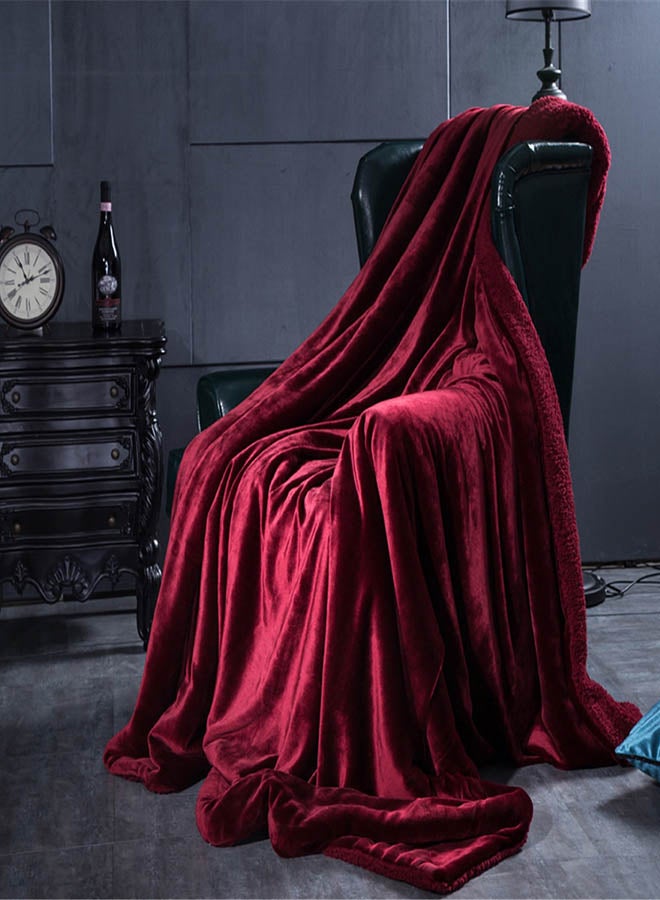 بطانية سرير ناعمة وأنيقة وكلاسيكية قطن أحمر 150x200سم - Image 2