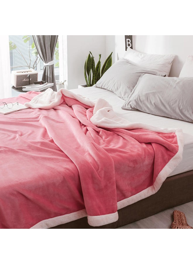 Soft Double-Side Air Conditioner Bed Blanket Cotton Pink 180x200cm - Image 2