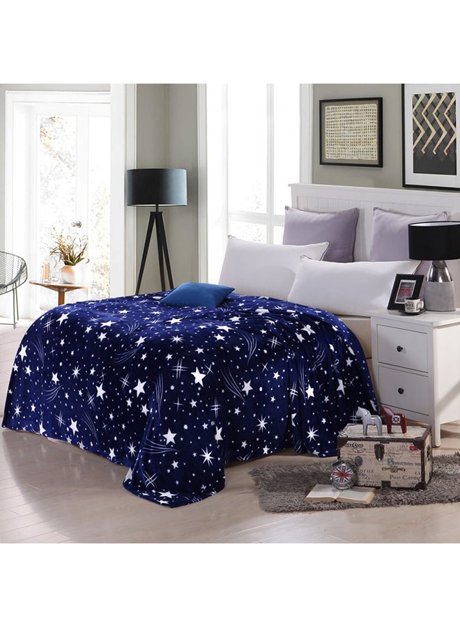 Soft Star Printed Bed Blanket Cotton Blue 1.5cm - Image 1