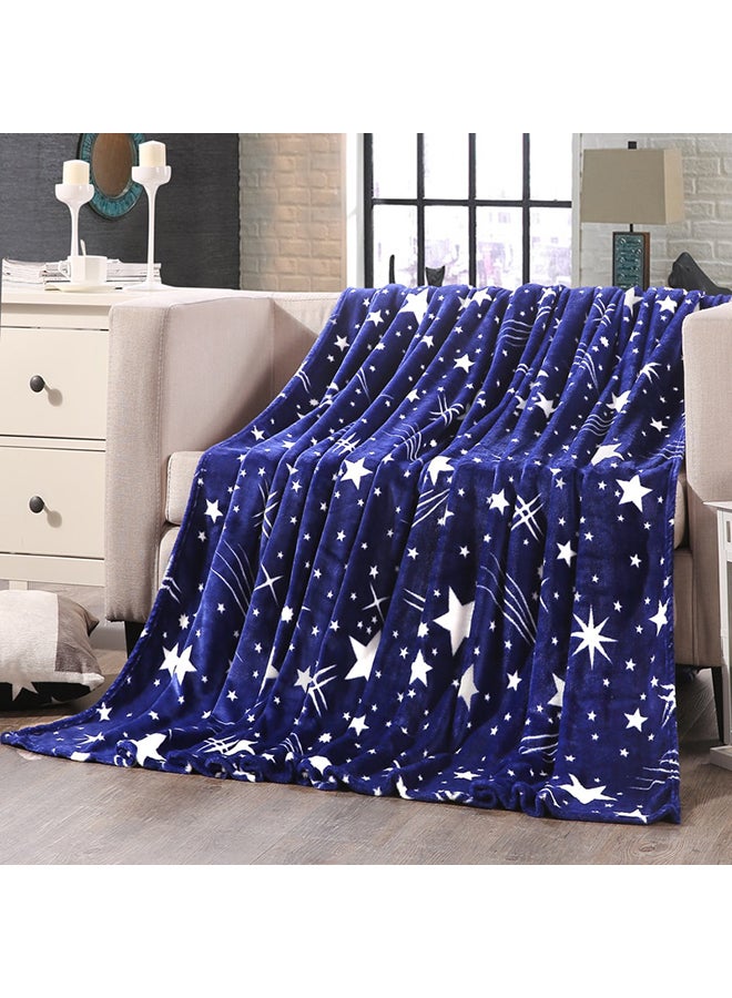 Soft Star Printed Bed Blanket Cotton Blue 1.5cm - Image 2