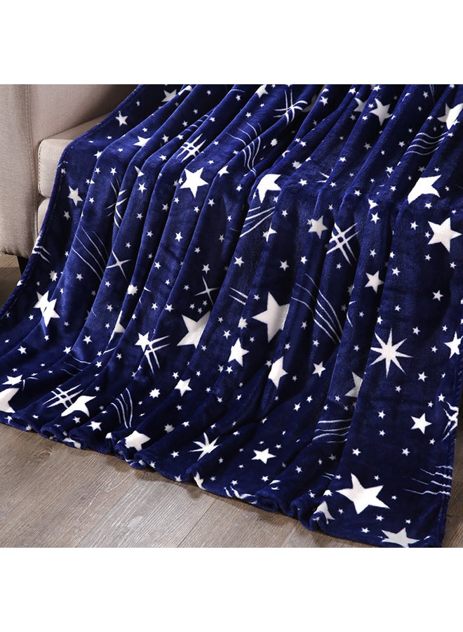 Soft Star Printed Bed Blanket Cotton Blue 1.5cm - Image 3