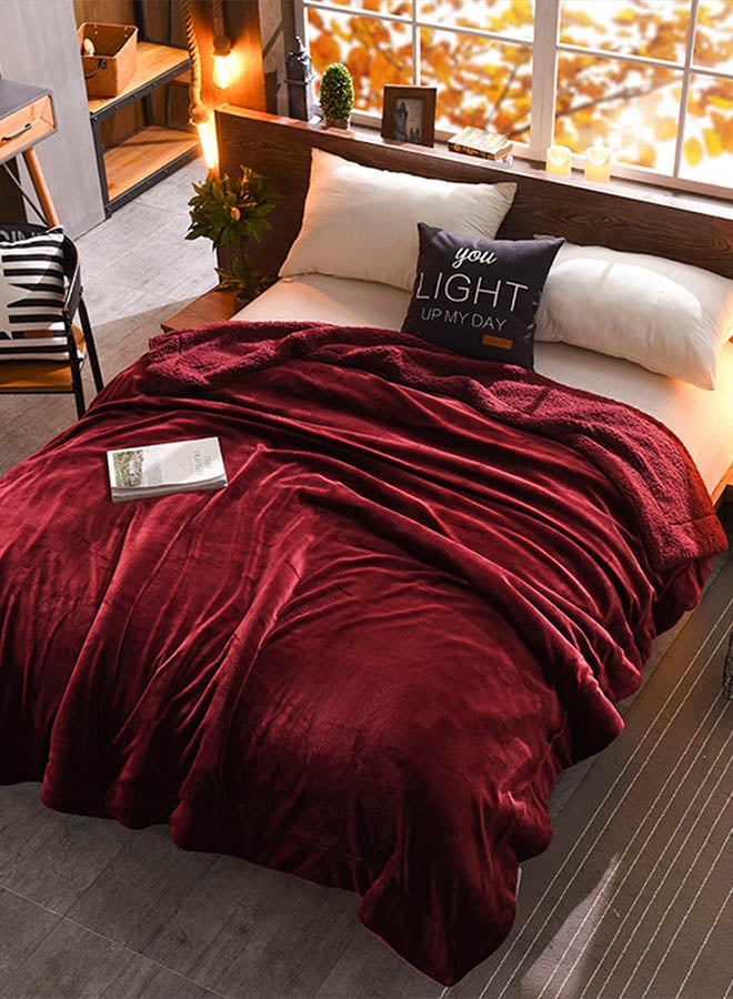 Brief Style Thick Warm Bed Blanket Cotton Red 150x200cm  - Image 1