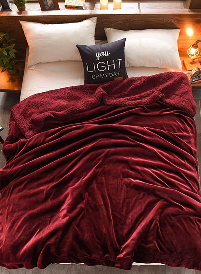 Brief Style Thick Warm Bed Blanket Cotton Red 150x200cm  - Image 2