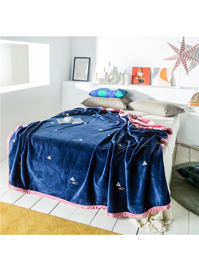 بطانية ناعمة مزينة بطبعة مركب شراعي cotton أزرق 200x230سم 