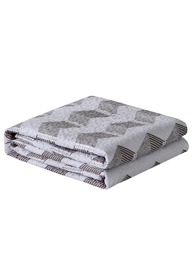بطانية منزلية بتصميم عصري ومزينة بطبعات cotton رمادي 200x220سم  - Image 1