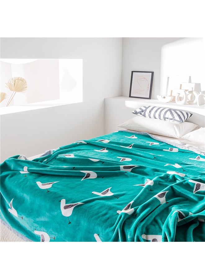بطانية رائعة مزينة بطبعة بط cotton أخضر 200x230سم  - Image 2