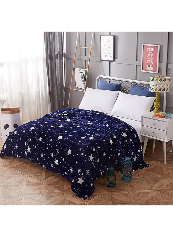 بطانية مريحة جيدة التهوية بتصميم نجوم قطن أزرق 180x200سم  - Image 1