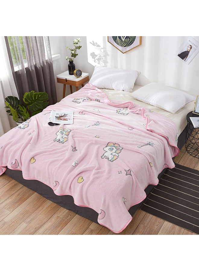 بطانية جميلة ومريحة مزينة بنقشة يونيكورن polyester وردي 150x200سم - Image 1