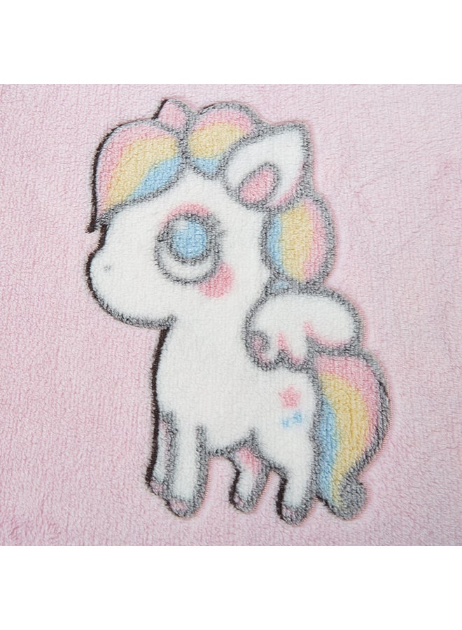 بطانية جميلة ومريحة مزينة بنقشة يونيكورن polyester وردي 150x200سم - Image 3