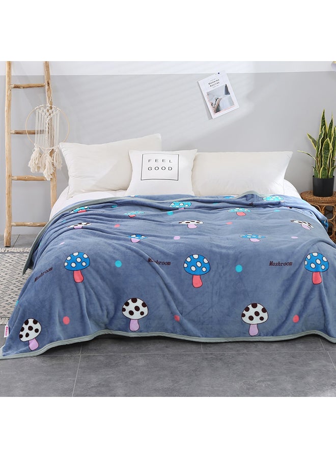 بطانية ناعمة مزينة بطبعة عيش الغراب cotton أزرق 180x200سم - Image 1