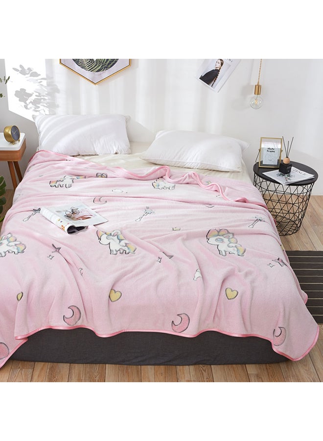 Unicorn Pattern Cute Cozy Blanket polyester Pink 200x230cm - Image 2