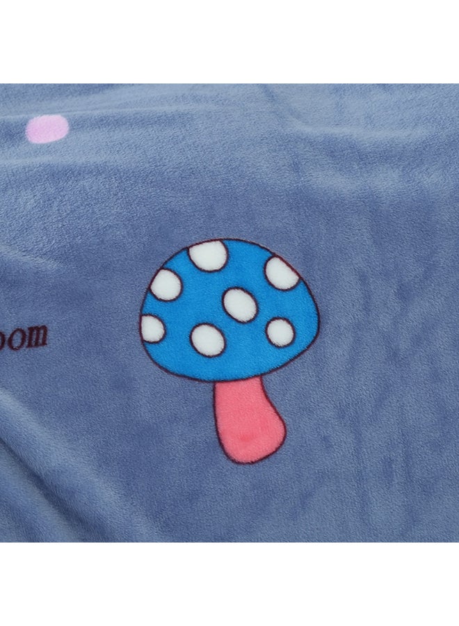 بطانية ناعمة مزينة بطبعة عيش الغراب cotton أزرق 180x200سم - Image 3