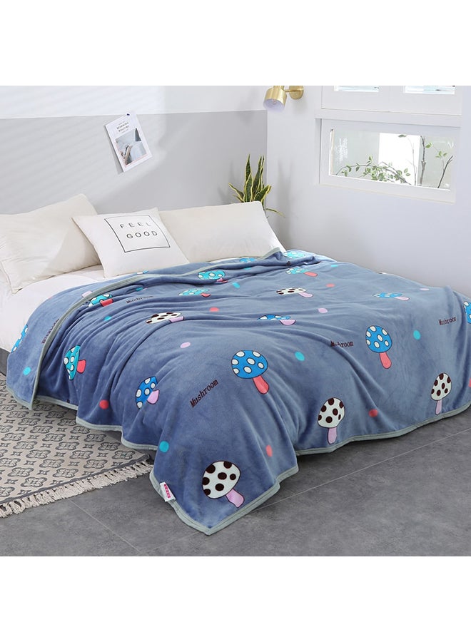 بطانية ناعمة مزينة بطبعة عيش الغراب cotton أزرق 180x200سم - Image 2