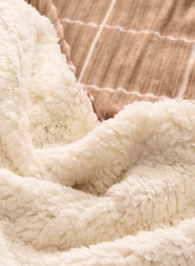 Plaid Pattern Warm Blanket polyester Coffee 150x200cm - Image 3