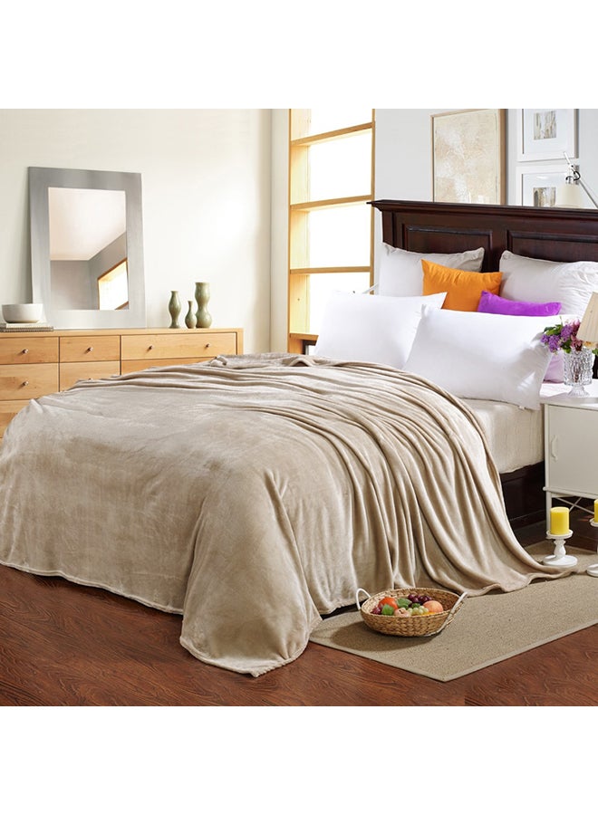 Solid Color Soft Blanket cotton Brown 200x230cm  - Image 1