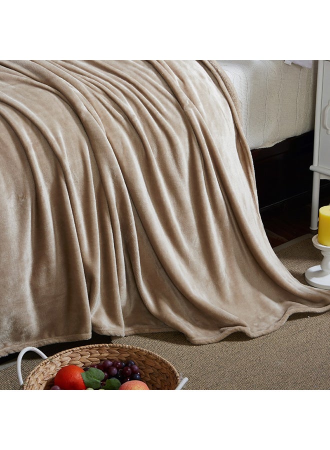 Solid Color Soft Blanket cotton Brown 200x230cm  - Image 3