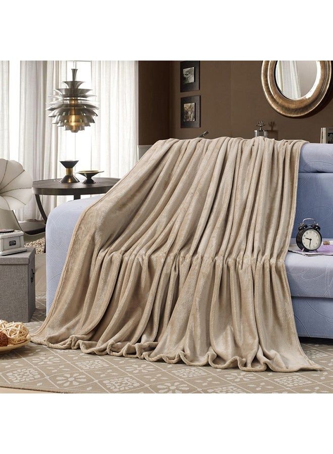 Solid Color Soft Blanket cotton Brown 200x230cm  - Image 2