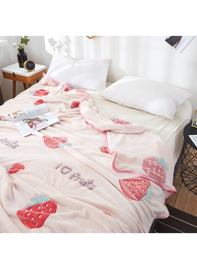 Strawberry Pattern Soft Cozy Blanket polyester Multicolour 200x230cm - Image 2