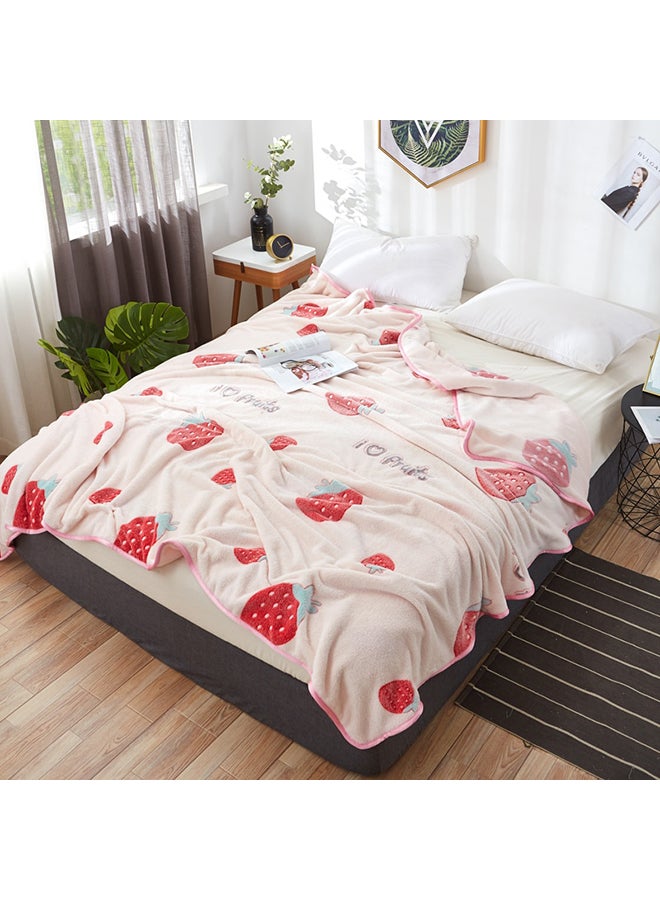 Strawberry Pattern Soft Cozy Blanket polyester Multicolour 200x230cm - Image 1