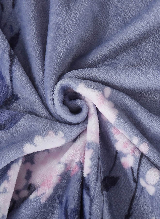 بطانية منزلية بتصميم بسيط ونقشة زهور cotton أزرق 180x200سم  - Image 3